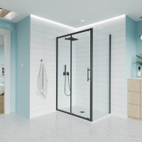 Душевой угол раздвижной E1-SP-B-10090-01-C9 1000х900x1950 Цвет профиля Чёрный матовый Стекло  Прозрачное Veconi