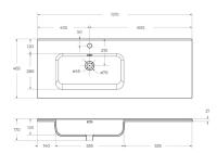 Керамическая раковина 1210х460 мм, чаша слева BB1200ETL-L BelBagno