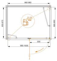 Душевой уголок, прямоугольный. BERGAMO-W-AH-1-100/90-C-Cr-L 1000х900х1950 Cezares