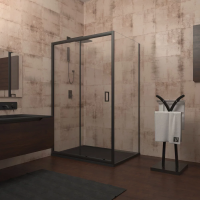 Душевой угол раздвижной прямоугольный RV046B-11090-01-C5 1100х900х1950 Цвет профиля Чёрный  Стекло Прозрачное Veconi