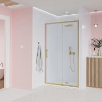 Душевая дверь раздвижная E1-G-100-01-C9 1000x1950 Цвет профиля Золото брашинг Стекло  Прозрачное Veconi