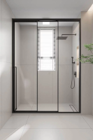 Душевая дверь раздвижная 1200x2000 цвет профиля Чёрный матовый стекло прозрачное PR3/R-120-01-B-C4 Premium Veconi