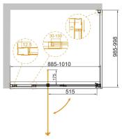 Душевой уголок, прямоугольный. VARIANTE-AH-1-90/100-100-C-Cr (900-1000)x1000x1950 Cezares